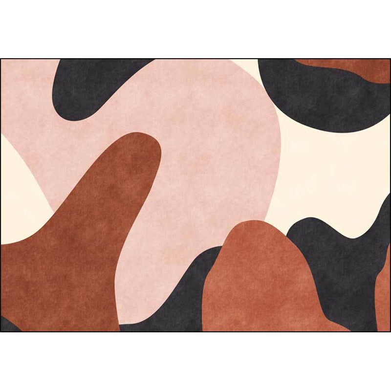 Avtoit | Novelty Living Room Carpet in Pink and Brown Color Block Print Carpet Polyester Pet Friendly Non-Slip Area Rug
