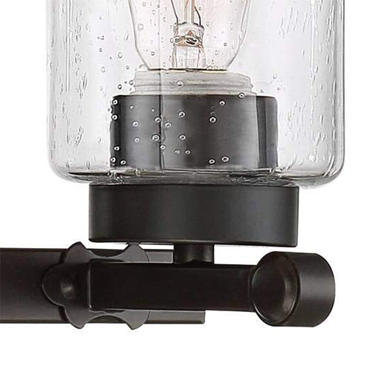 Avtoit | 3-Bulb Seed Glass Wall Light Industry Black Cylinder Dining Room Wall Lamp in Clear