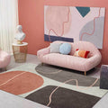 Avtoit | Novelty Living Room Carpet in Brown Color Block Line Print Carpet Polyester Washable Non-Slip Back Floor Mat
