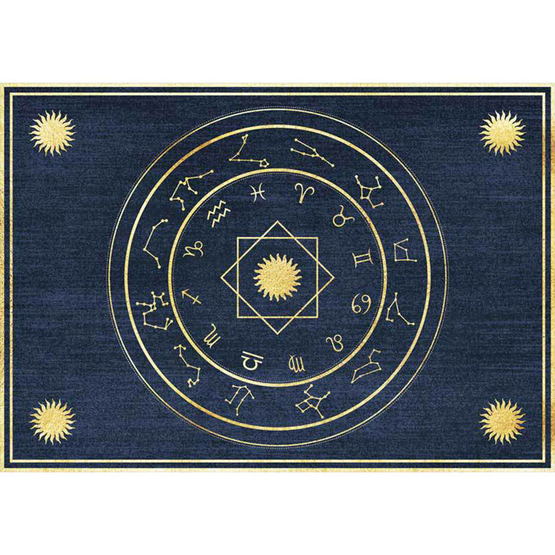 Avtoit | Minimalistic New Carpet in Blue Geometry Constellation Sun Pattern Carpet Polyester Non-Slip Flooring for Home Decoration
