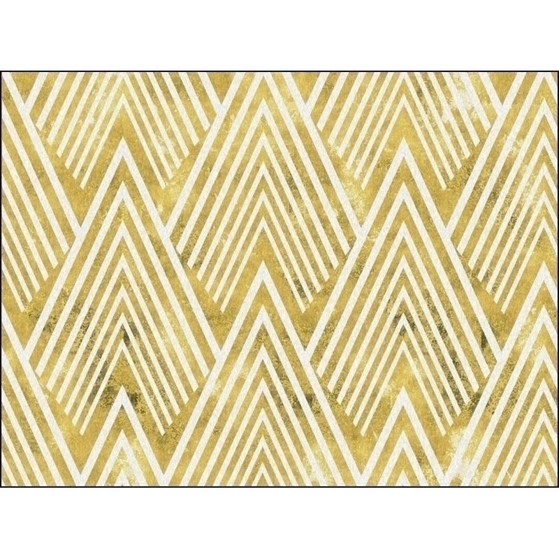 Avtoit | Gold Bedroom Rug Novelty Geometric Mountain Stripe Pattern Area Rug Polyester Pet-Friendly Washable Rug