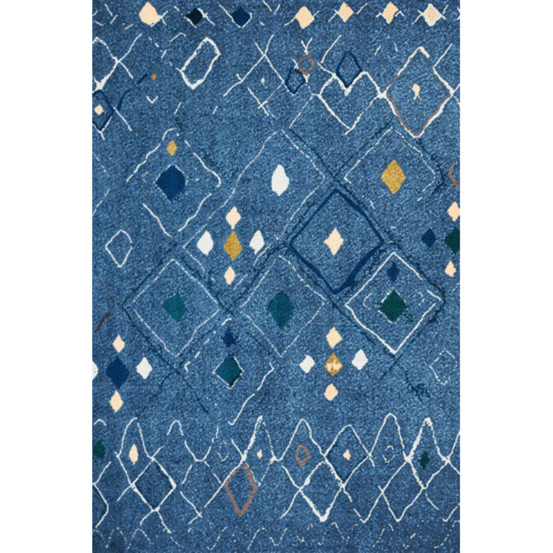 Avtoit | Novelty living room carpet in blue geometric diamond print carpet polyester washable stain resistant  
Washable carpet
