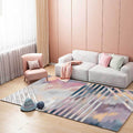 Avtoit | Pink Bedroom Rug Novelty Geometric Stripe Pattern Area Rug Polyester Pet Friendly Non-Slip Rug
