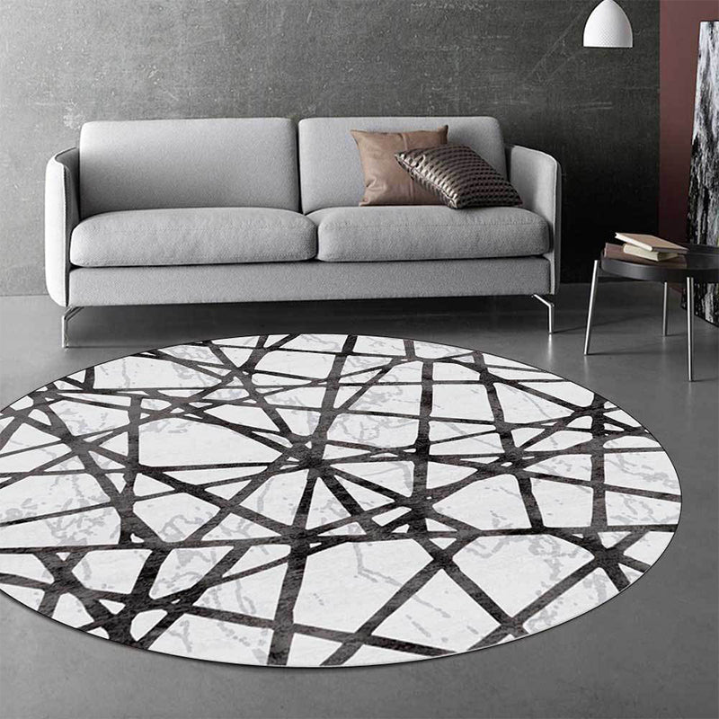 Avtoit | White Novelty Rug Polyester Abstract Rug Machine Washable Non-Slip Back Rug for the Living Room