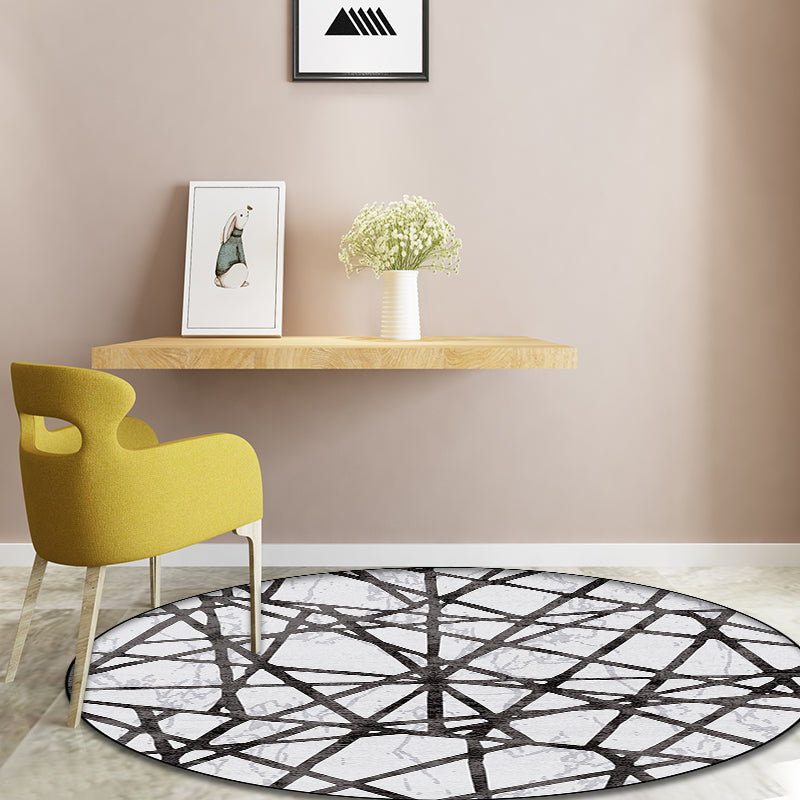 Avtoit | White Novelty Rug Polyester Abstract Rug Machine Washable Non-Slip Back Rug for the Living Room