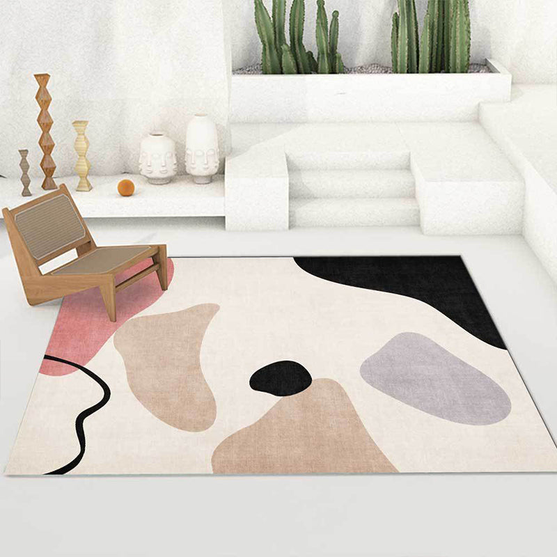 Avtoit | Unique abstract color block carpet Beige Multicolor simple rug Polyester machine washable non-slip rug for bedroom