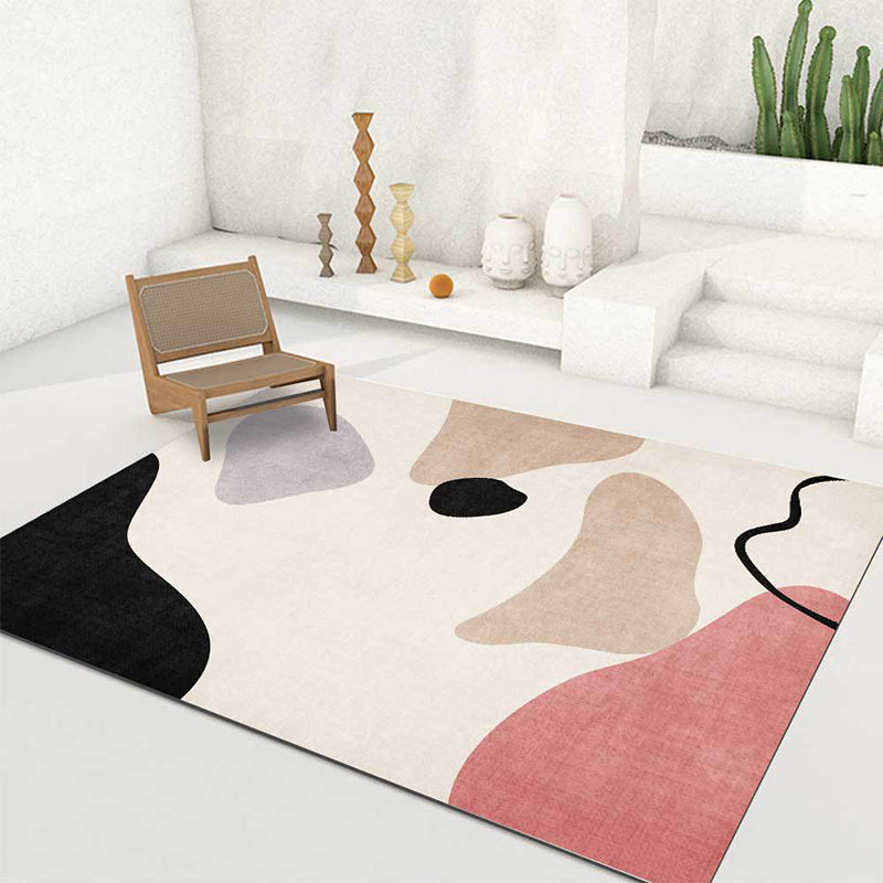 Avtoit | Unique abstract color block carpet Beige Multicolor simple rug Polyester machine washable non-slip rug for bedroom