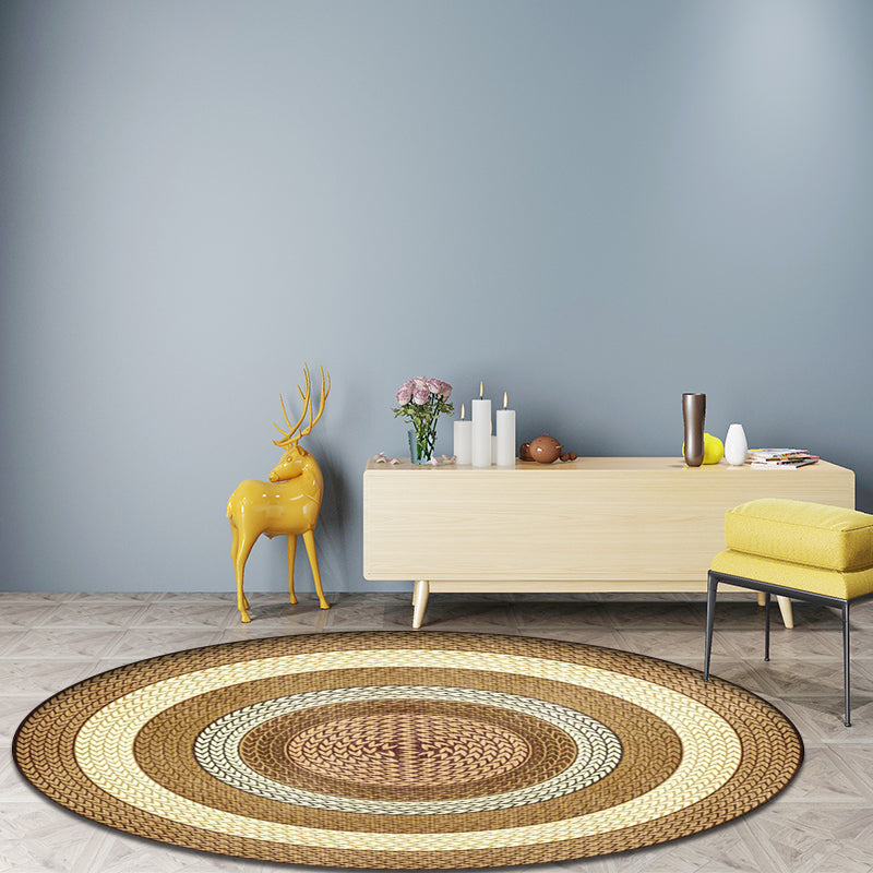 Avtoit | Rustic Concentric Circles Pattern Carpet Yellow and Green Polyester Carpet Machine Washable Non-Slip Carpet for Living Room