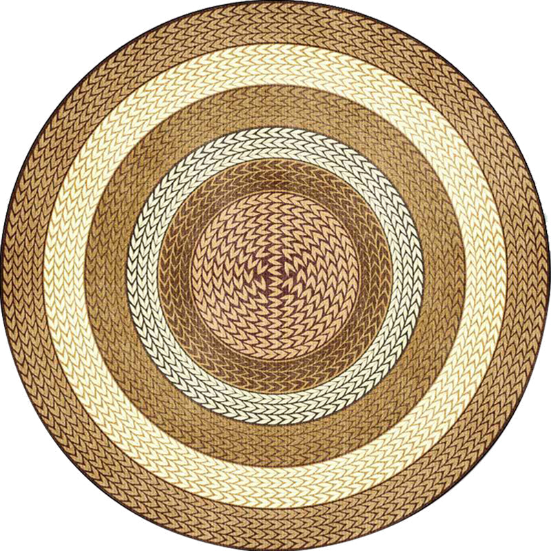 Avtoit | Rustic Concentric Circles Pattern Carpet Yellow and Green Polyester Carpet Machine Washable Non-Slip Carpet for Living Room