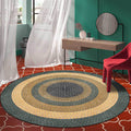 Avtoit | Rustic Concentric Circles Pattern Carpet Yellow and Green Polyester Carpet Machine Washable Non-Slip Carpet for Living Room
