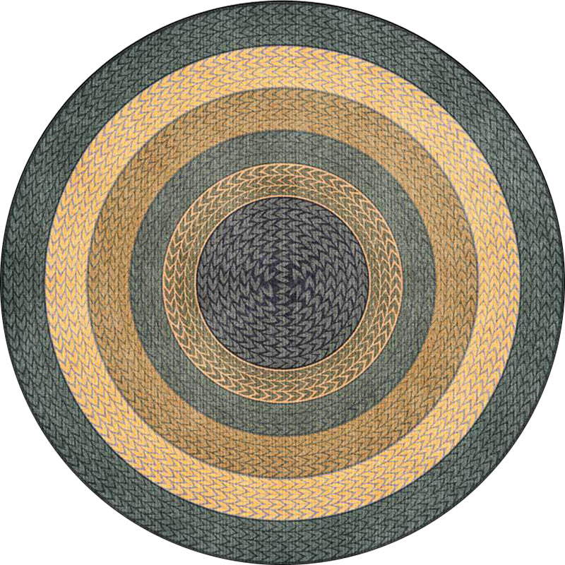 Avtoit | Rustic Concentric Circles Pattern Carpet Yellow and Green Polyester Carpet Machine Washable Non-Slip Carpet for Living Room