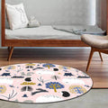 Avtoit | Children's room rug in Pink Animal Rabbit Hedgehog Bear Print Rug Polyester Non-slip Washable Rug Area