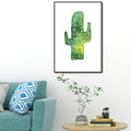 Avtoit | Tropical cactus painting art print living room canvas in green on white, texture