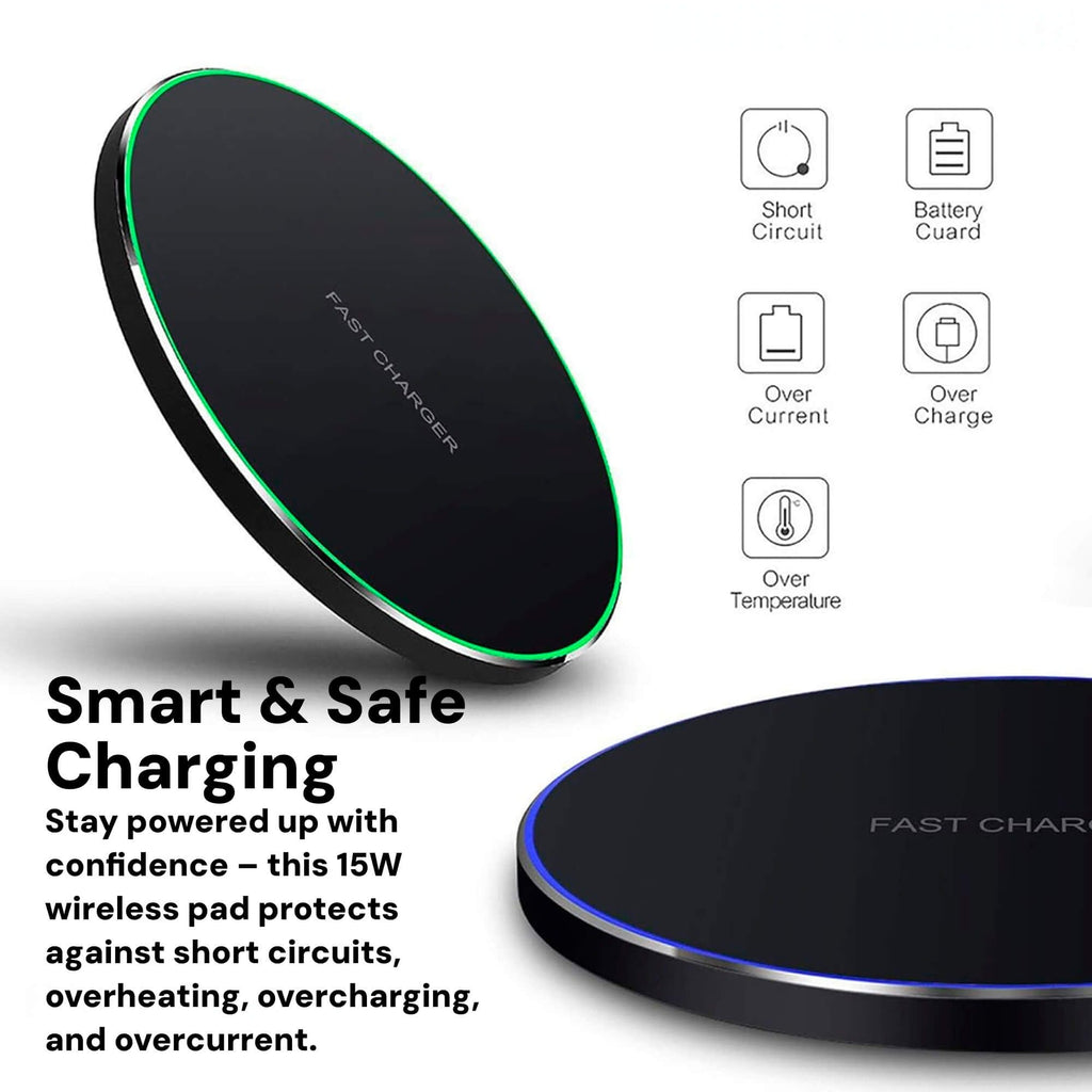 Avtoit | 15W Wireless Charging Pad for iPhone & Android – Fast Wireless Charger Base with Sleek Design for Home & Office | Apple & Samsung Compatible