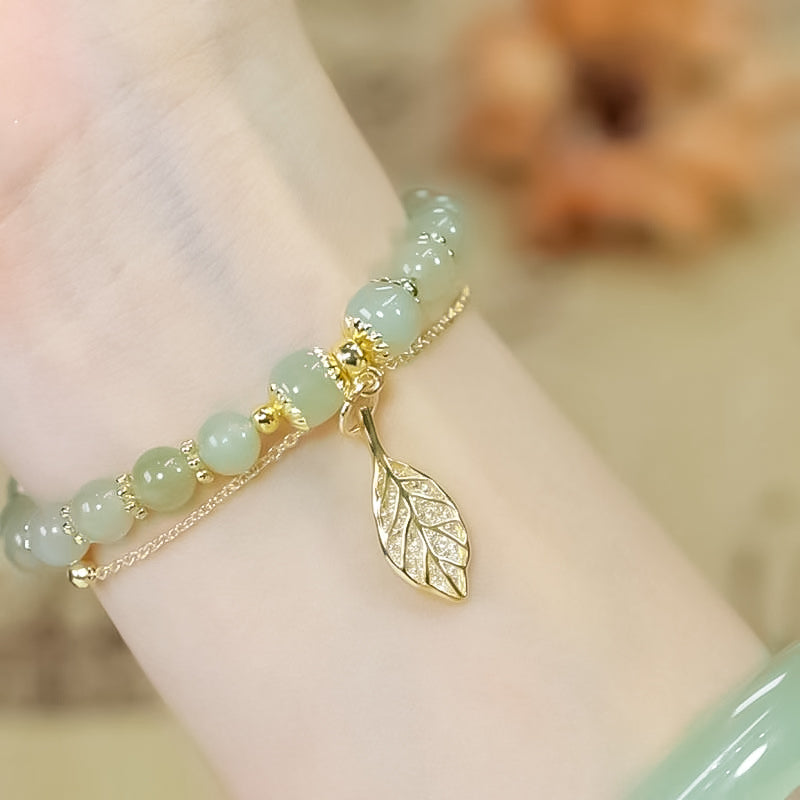 Avtoit | Hetian Jade Bracelet with Leaf