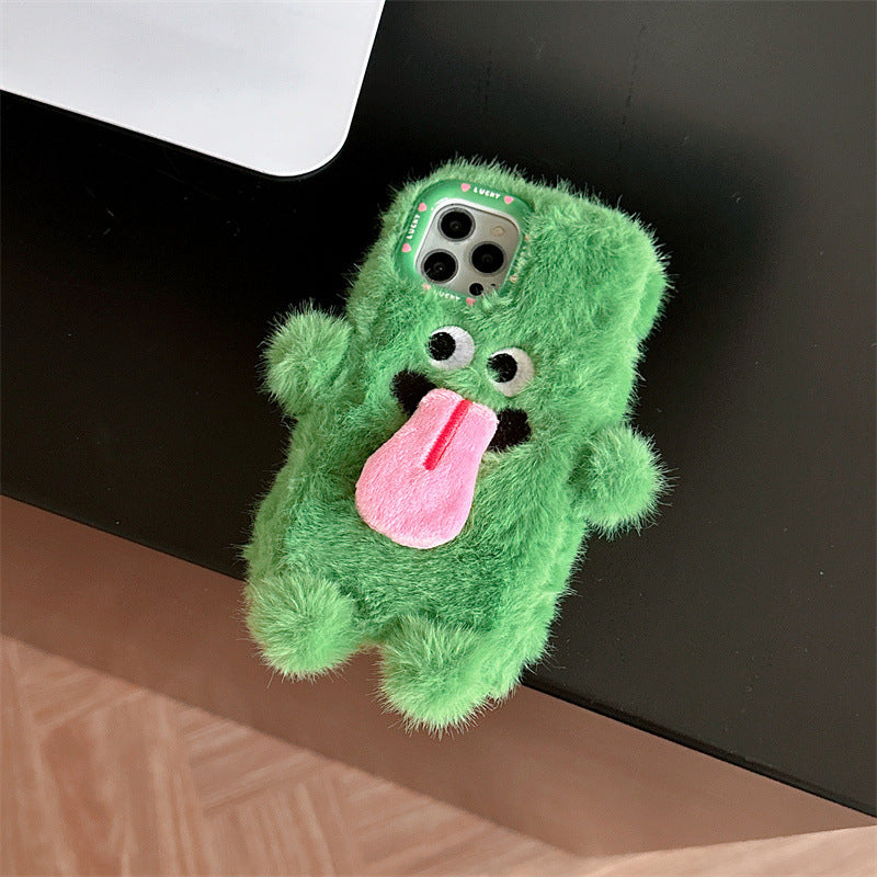 Avtoit | Funny Tongue Sticking Out Plush Phone Case For iPhone