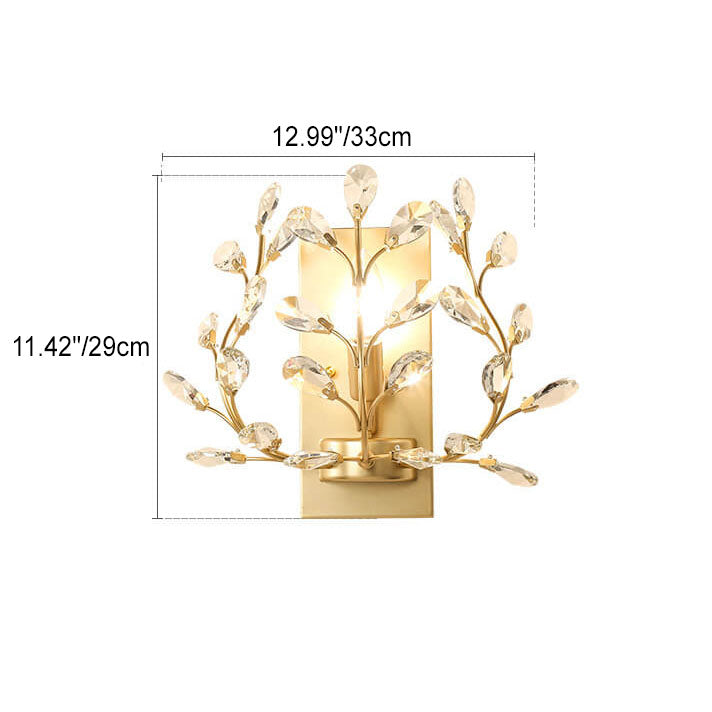 Avtoit | Luminis Wall Light | Luxury Crystal Design | Leaf Motif | 1-Bulb & Modern