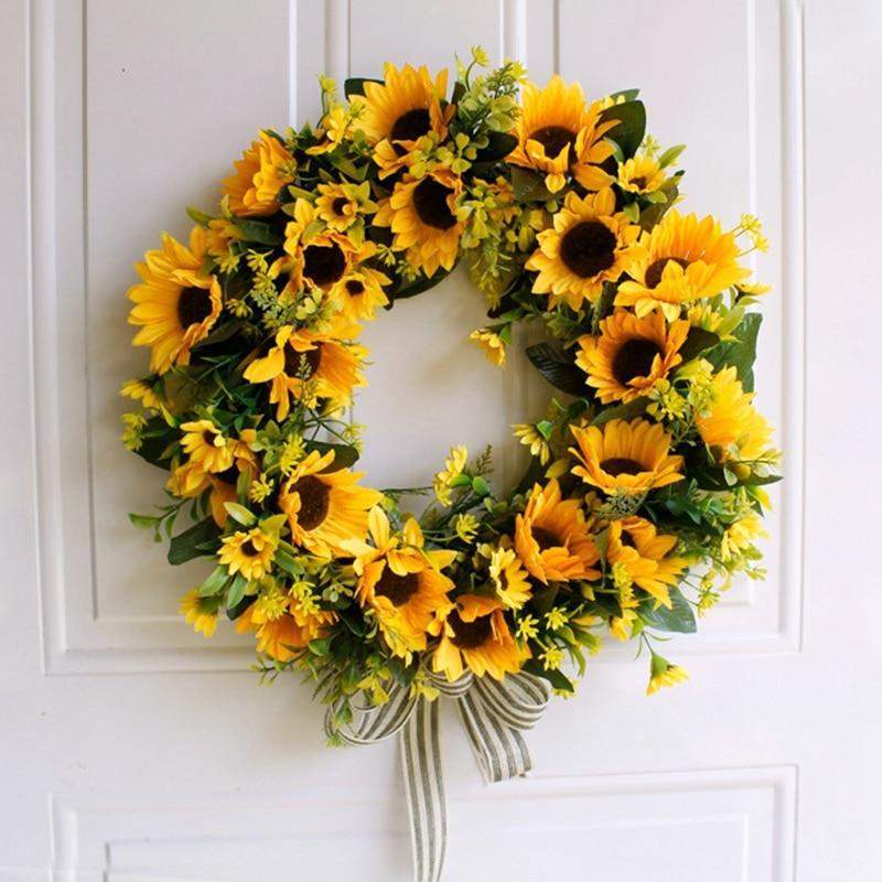 Avtoit | 16'' Gold Artificial Sunflower Wreath