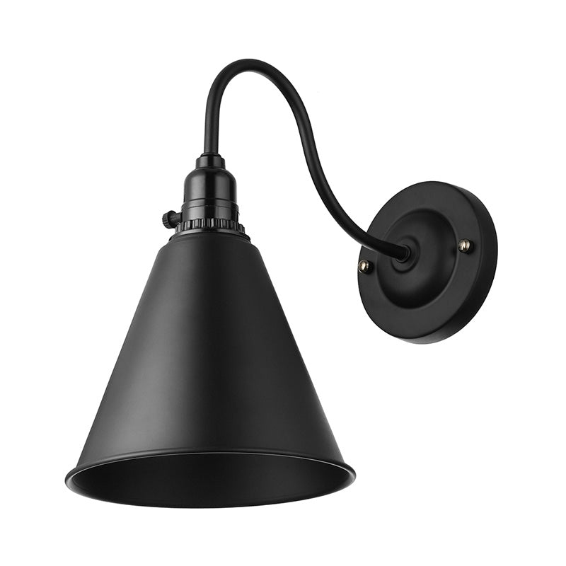 Avtoit | 1 head gooseneck wall light with conical shade industrial black metal wall lamp for the dining room