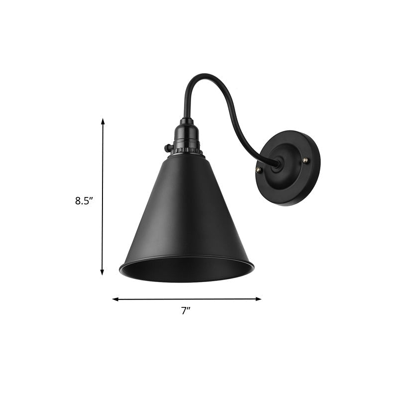 Avtoit | 1 head gooseneck wall light with conical shade industrial black metal wall lamp for the dining room