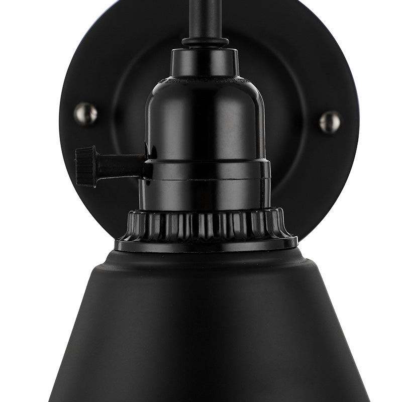 Avtoit | 1 head gooseneck wall light with conical shade industrial black metal wall lamp for the dining room