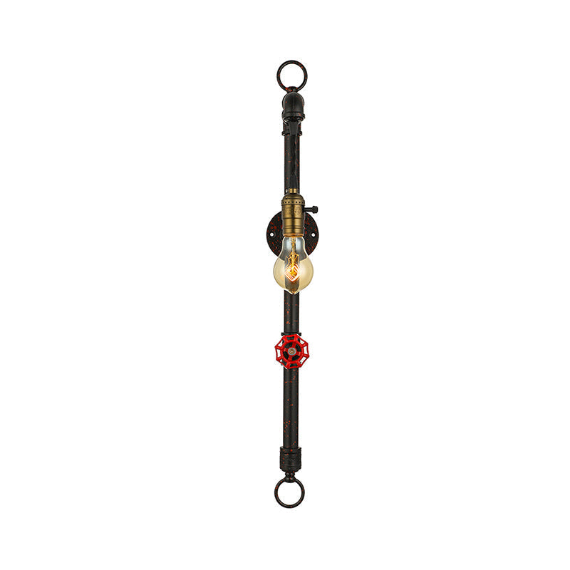 Avtoit | Dark Rust Pipe Wall Light with Valve Vintage Stylish Metal 1 Light Living Room Wall Lamp