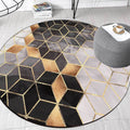 Avtoit | Black and Gray Modern Rug Polyester Geometric Print Rug Washable Non-Slip Back Rug for Living Room
