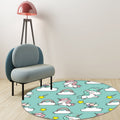 Avtoit | Pink and Blue Kids Mat Polyester Unicorn and Rainbow Print Mat Washable Non-slip Back Carpet for Children's Room