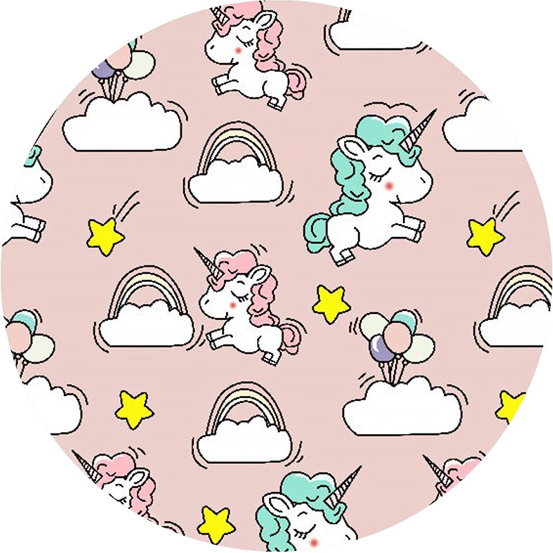 Avtoit | Pink and Blue Kids Mat Polyester Unicorn and Rainbow Print Mat Washable Non-slip Back Carpet for Children's Room