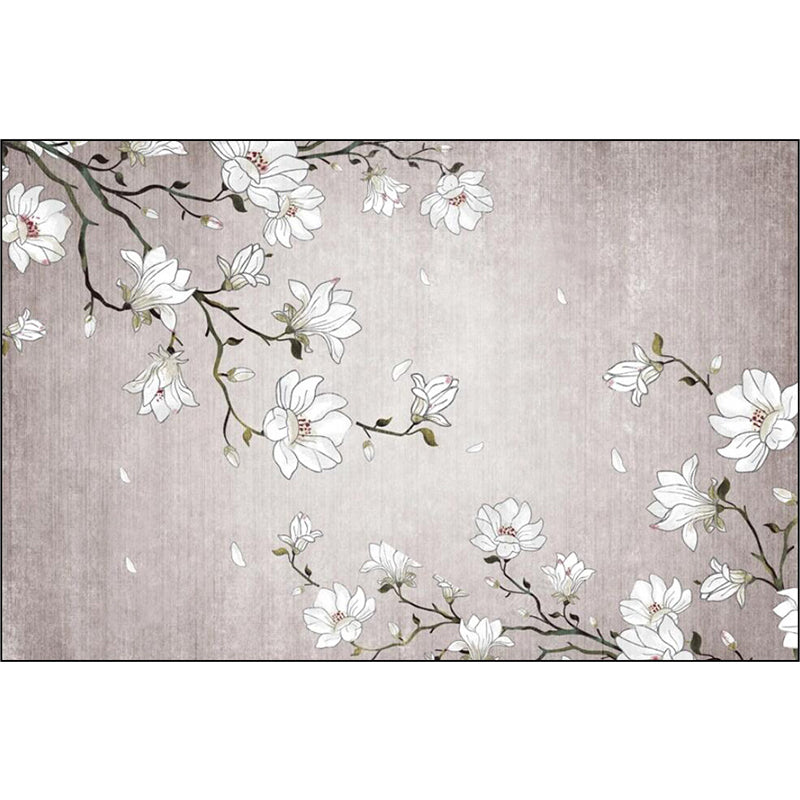 Avtoit | Light Red Oriental Carpet Polyester Floral Element Carpet Washable Non-Slip Back Carpet for Living Room
