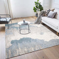 Avtoit | Vintage Ink Wash Painting Rug Light Blue Polyester Rug Machine Washable Non-Slip Rug for the Living Room