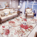 Avtoit | Vintage Floral Pattern Rug Red Polyester Rug Machine Washable Non-Slip Rug for the Living Room