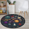 Avtoit | Children's room carpet in black space alien planet rocket print carpet polyester machine washable area rug