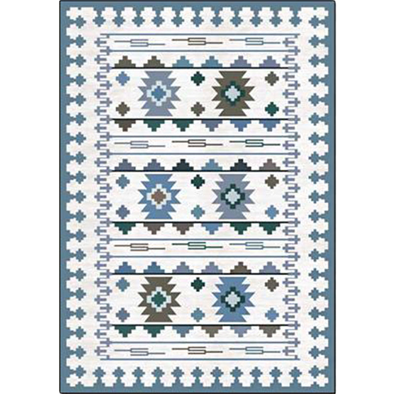 Avtoit | Southwest geometric printed carpet blue and brown polyester rug machine washable non-slip doormat for living room