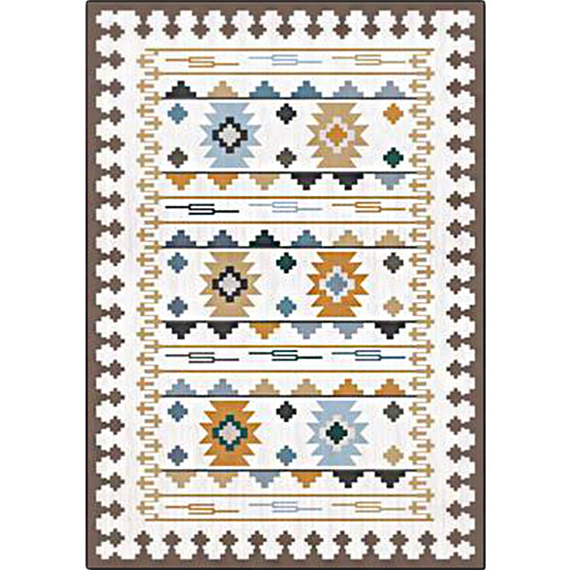 Avtoit | Southwest geometric printed carpet blue and brown polyester rug machine washable non-slip doormat for living room
