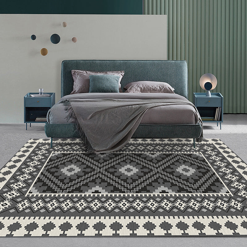 Avtoit | American Tribal Print Rug Gray and Brown Polyester Rug Machine Washable Non-Slip Area Rug for the Living Room