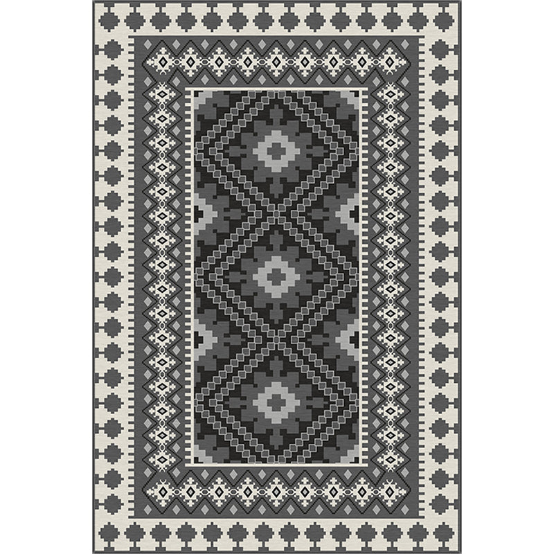 Avtoit | American Tribal Print Rug Gray and Brown Polyester Rug Machine Washable Non-Slip Area Rug for the Living Room