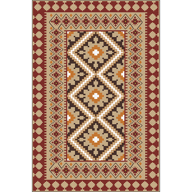 Avtoit | American Tribal Print Rug Gray and Brown Polyester Rug Machine Washable Non-Slip Area Rug for the Living Room