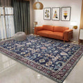 Avtoit | Unique floral patterned carpet with leaf Blue Vintage carpet polyester washable non-slip backing carpet for bedroom