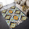 Avtoit | Yellow and black Persian carpet polyester checked pattern washable carpet non-slip backing carpet for living room