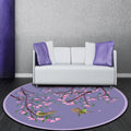 Avtoit | Purple Oriental Carpet Polyester Flower and Bird Motif Carpet Washable With Non-Slip Back Carpet for Bedroom
