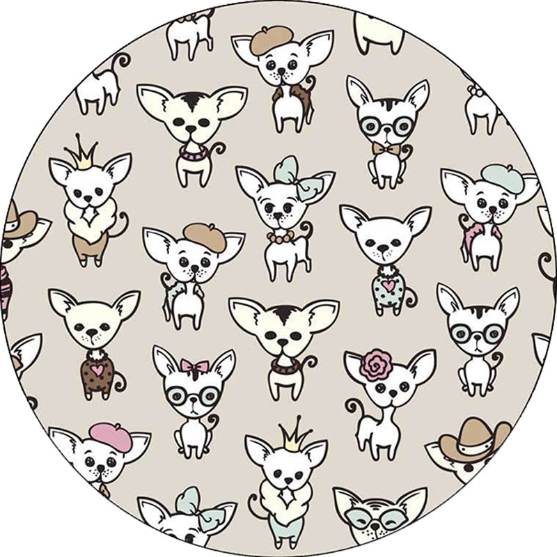 Avtoit | Casual Kids Rug in Brown Animal Dog Pattern Rug Polyester Machine Washable Non-Slip Rug for the Children's Room