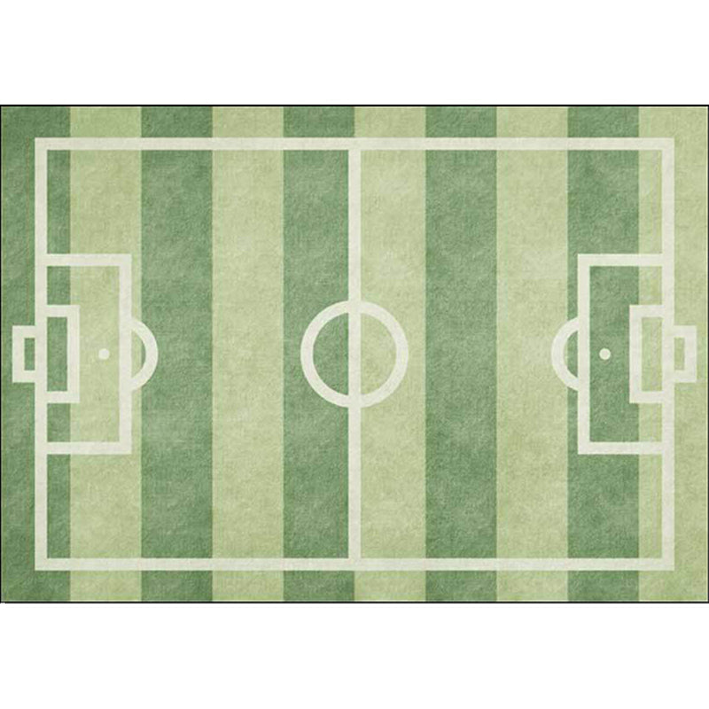 Avtoit | Kids' Bedroom Rug in Green Sports Football Field Print Rug Polyester Non-Slip Back Washable Rug