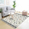 Avtoit | White Tribal Carpet Polyester Geometric Pattern Carpet Washable Non-Slip Back Carpet for Living Room