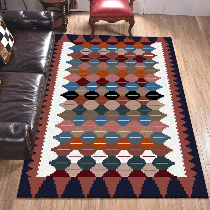 Avtoit | Vintage Tribal Pattern Carpet White and Purple Traditional Carpet Polyester Washable Non-Slip Back Carpet for Bedroom