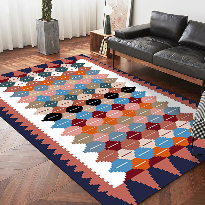 Avtoit | Vintage Tribal Pattern Carpet White and Purple Traditional Carpet Polyester Washable Non-Slip Back Carpet for Bedroom