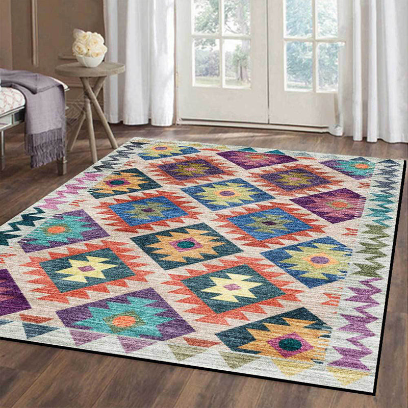 Avtoit | Mediterranean certified printed carpet multicolored polyester carpet machine washable non-slip carpet for living room