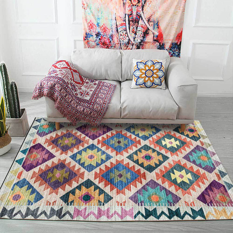 Avtoit | Mediterranean certified printed carpet multicolored polyester carpet machine washable non-slip carpet for living room