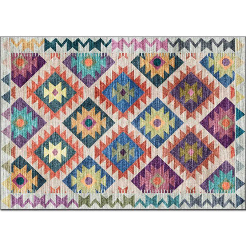 Avtoit | Mediterranean certified printed carpet multicolored polyester carpet machine washable non-slip carpet for living room