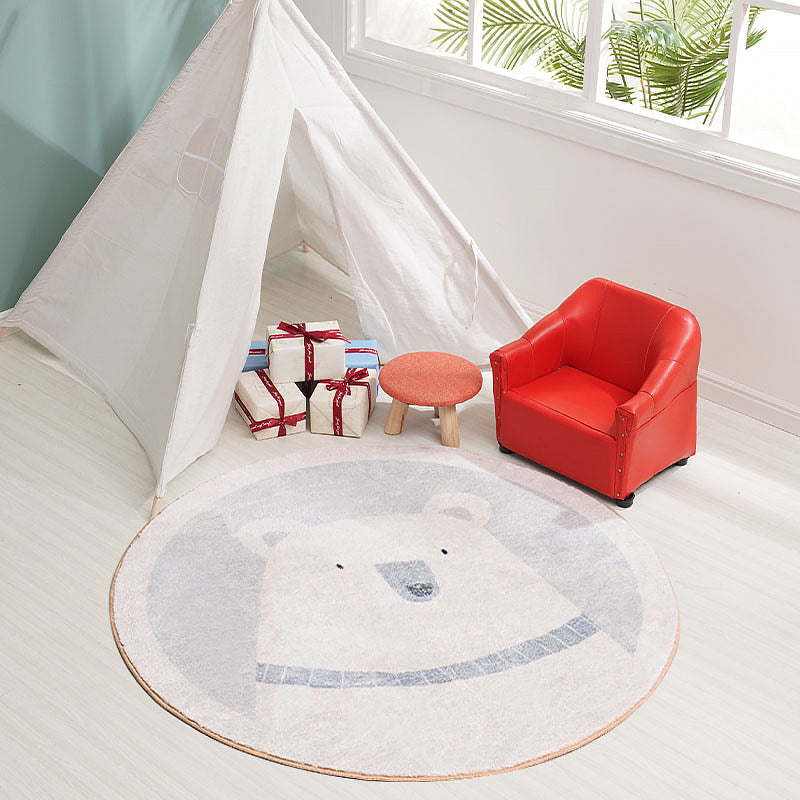 Avtoit | Unique cartoon bear patterned rug gray children's rug polyester washable non-slip area rug for the children's room